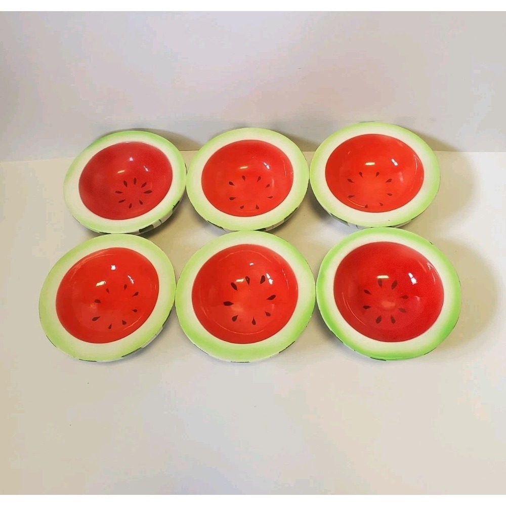 6 Holt Howard Watermelon Bowls RARE STRIPED 1960&1959 Vintage Retro CHIPPED READ